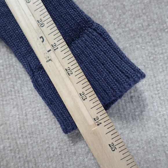 Woolly Pully Sweater Small Blue Solid V-Neck Elbow Patches Commando Epaulets - Picture 7 of 7